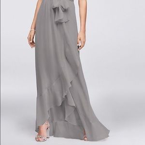 David’s Bridal Ruffle-Trim Chiffon Faux-Wrap
